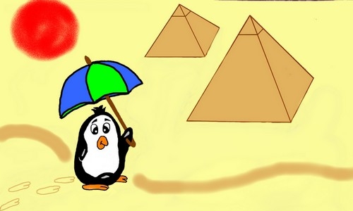 Detail návrhu tučňák na poušti